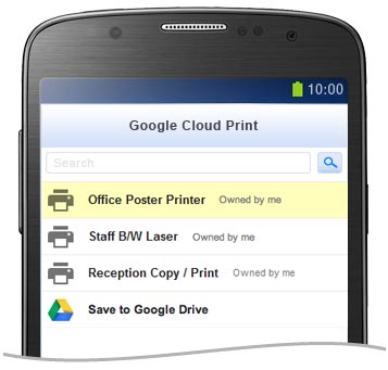 Google Cloud Print Printer List