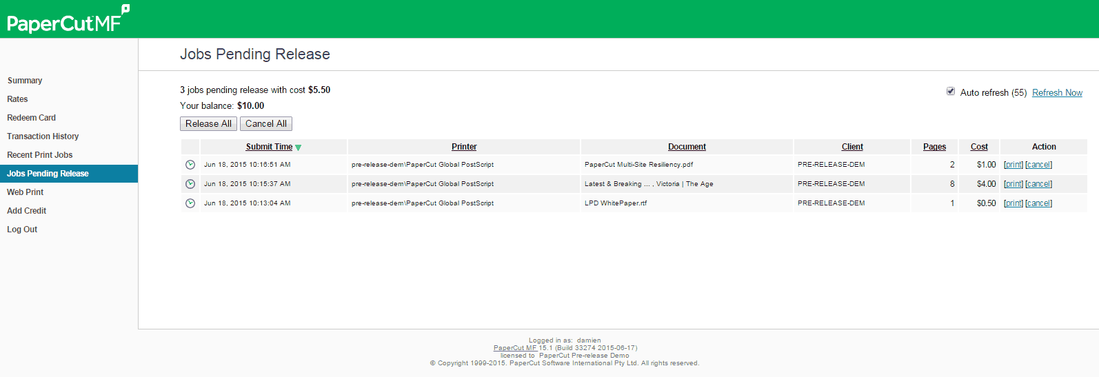 网页版的打印审批