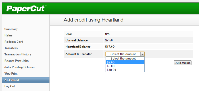 The design of the payment web page may be customized to match the organization intranet or colors. The allowed payment amounts are designated by the administrator. 