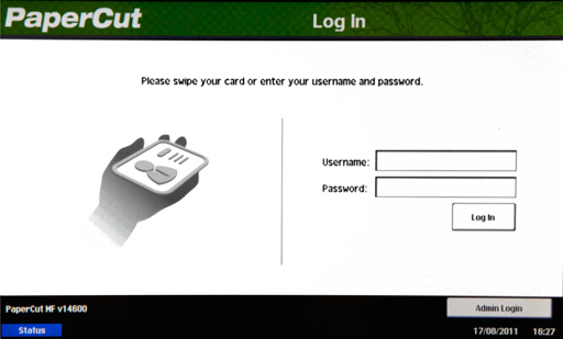 Authenticating with a username and password at a Kyocera Document Solution MFD