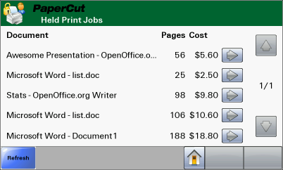 Print release in embedded software on the MFP LCD