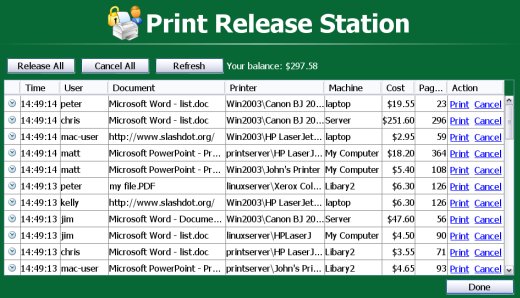 Standard print release station look
