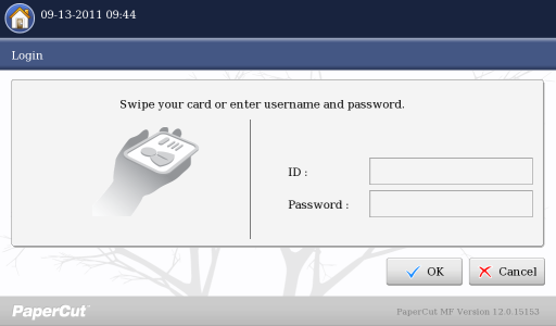 Authenticating with a username and password at a Samsung MFD