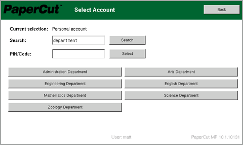 Charging to a shared account while copying