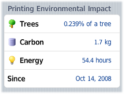 在iPhone 中显示用户的打印复印工作对环境所带来的影响