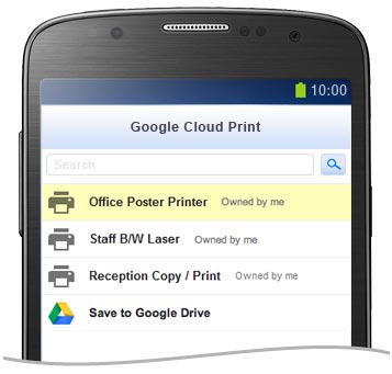 Google雲端列印™的印表機列表