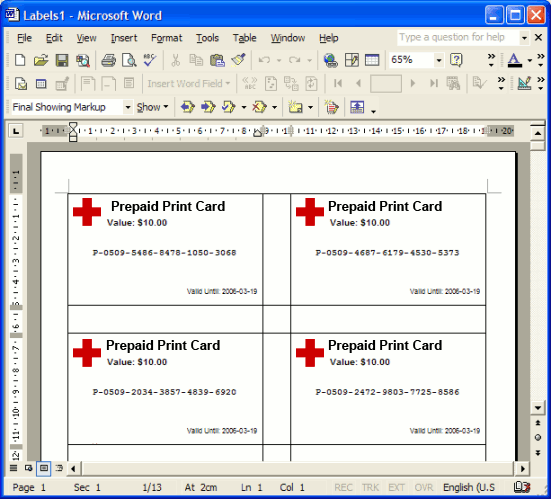 Cards ready for printing