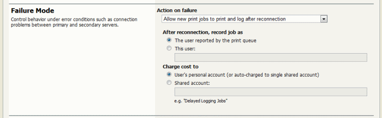 Failure mode settings