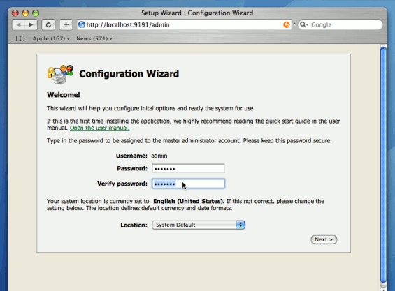 PaperCut NG Configuration wizard