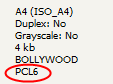 Job Log showing a PCL6 job