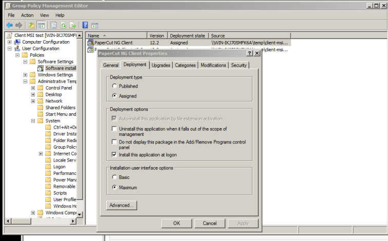 Deploying an MSI package as part of a Group Policy