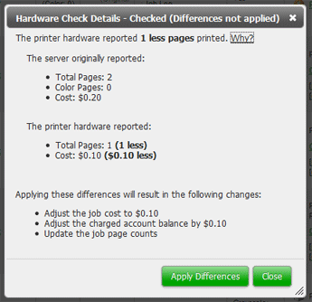 Hardware check log status