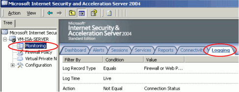 ISA Server 2004/2006 - Logging tab