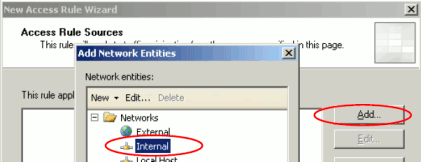 ISA Server 2004/2006 - Setting the internal network as the rule source