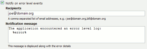 Error level event notification settings