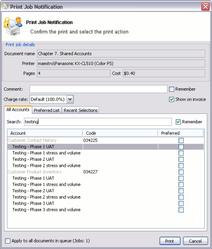 Searching accounts by phase in the project/phase code naming model