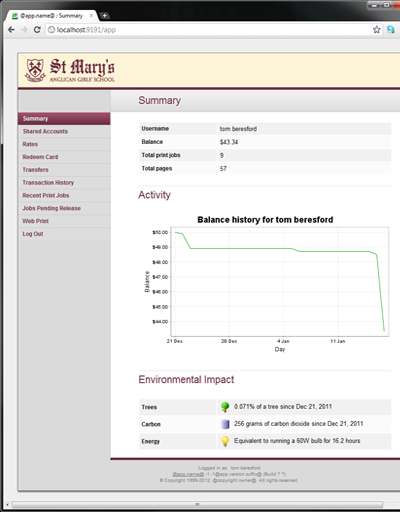 A customized end-user web designed for St Mary's Anglican Girls School