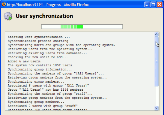 Progress of a user/group synchronization process