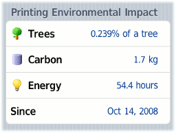 Mobile user web tools - environmental impact statistics