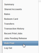 Web Print link in the user interface