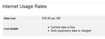 Internet usage costs as seen by the user