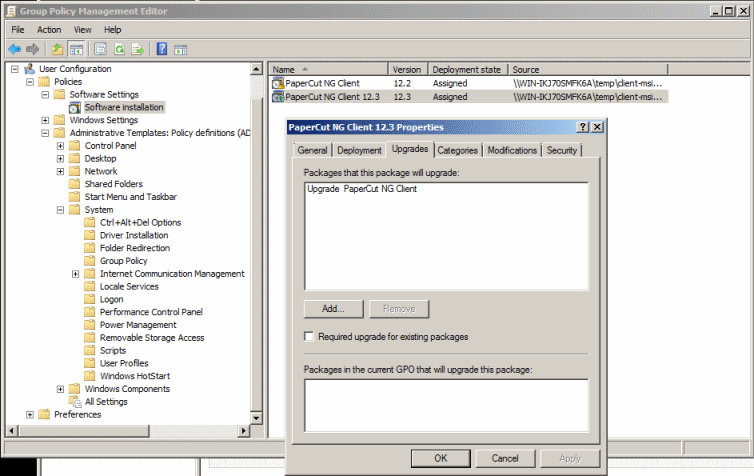Upgrading an MSI package as part of a GPO