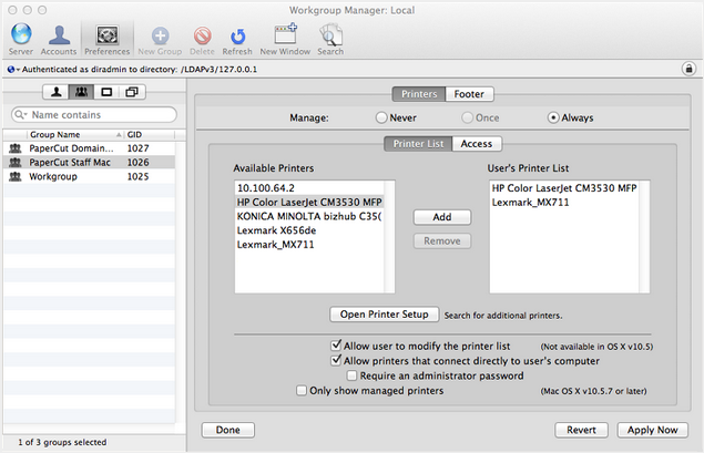 Publishing printers using Server Admin on Mac 10.7