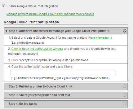 Google Cloud Print Setup Wizard