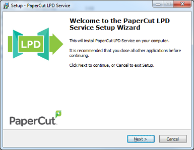 LPD Service set up wizard