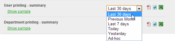 An example report displaying different date ranges