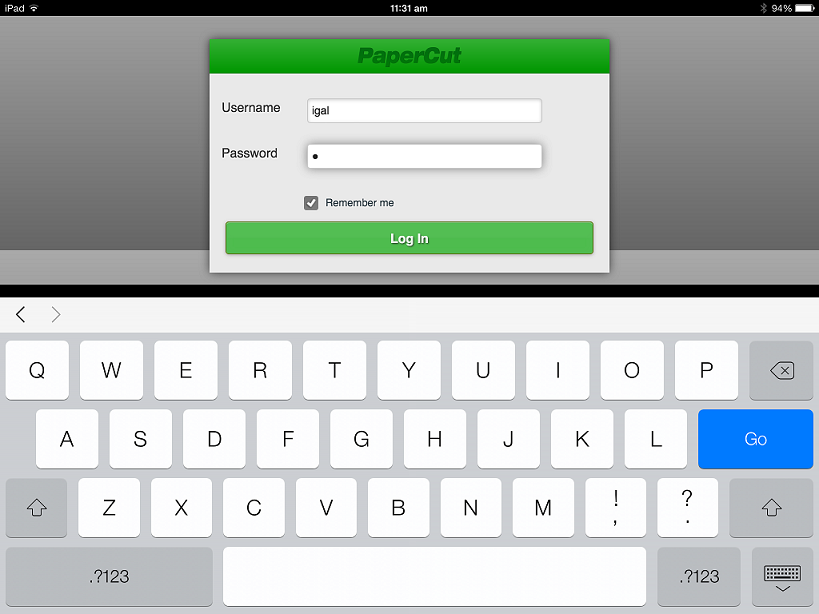 Authenticating to the PaperCut iPad App