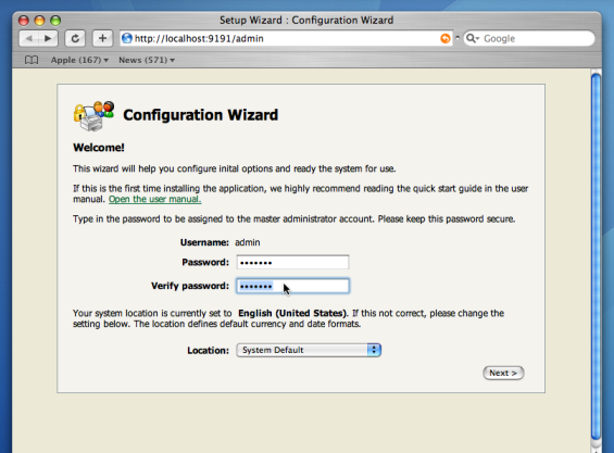 PaperCut NG Configuration wizard