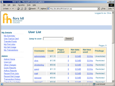 A customized end-user web designed for Flora Hill Secondary College