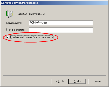 Cluster service parameters configuration