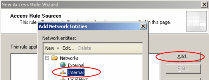 ISA Server 2004/2006 - Setting the internal network as the rule source