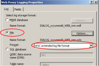 ISA Server 2004/2006 - Using the W3C log file format