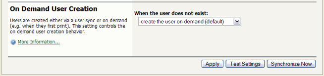 On demand user creation options