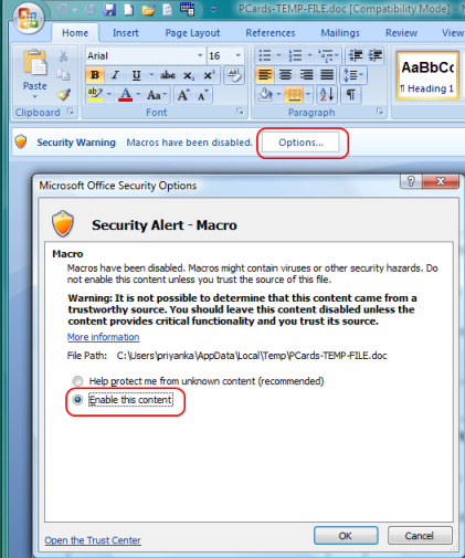 Enable Macros in MS Word 2007