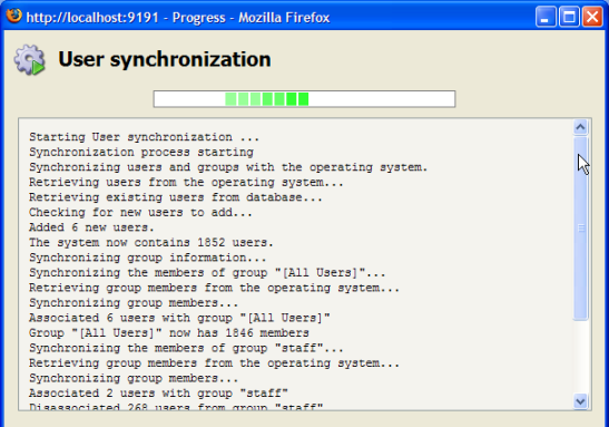 Progress of a user/group synchronization process