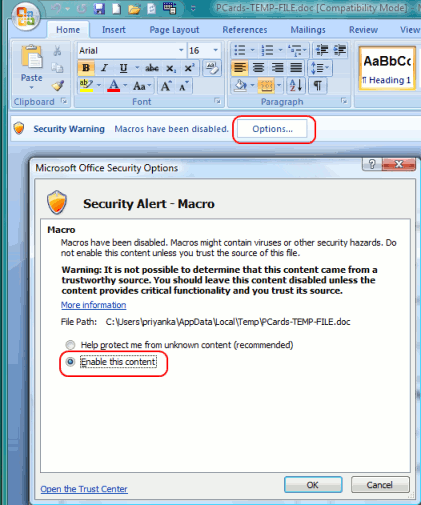 Enable Macros in MS Word 2007