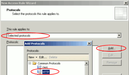 ISA Server 2004/2006 - Allowing the HTTP protocol