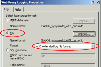 ISA Server 2004/2006 - Using the W3C log file format