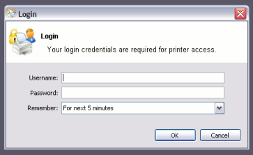PaperCut NG client requesting authentication