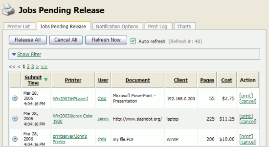 Web-based release station within the admin pages