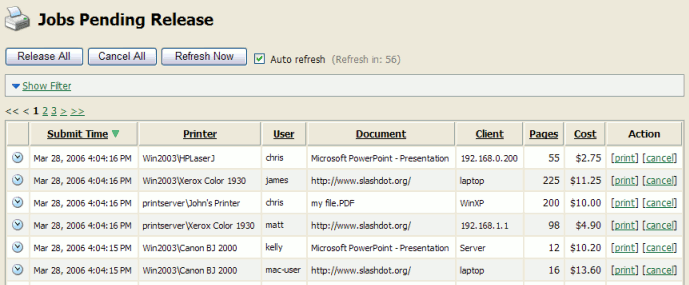 Web-based release station (Manager mode)